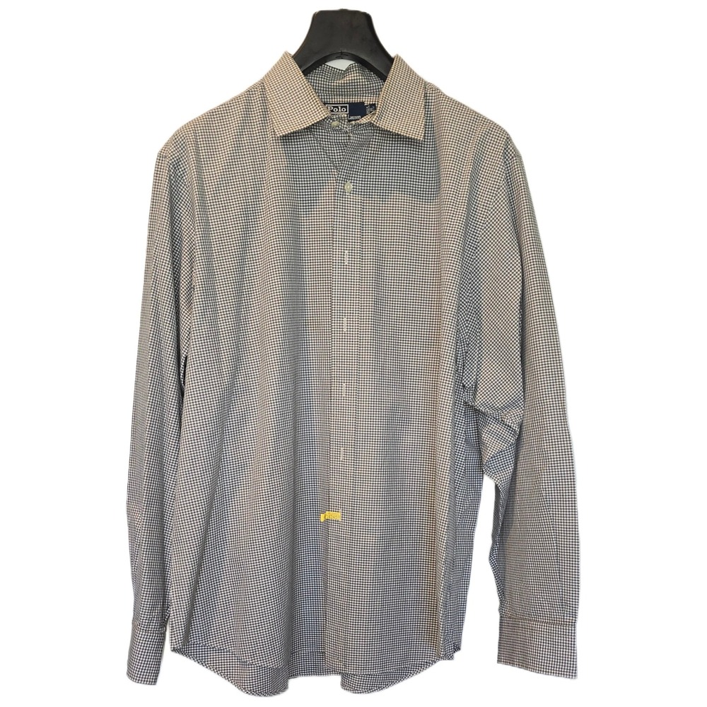Polo Ralph Lauren Curham Classic Fit Gingham Shirt Mens 18 36/37 Blue White